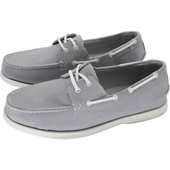 Club Room Elliot men's lace-up boat shoes gray casual deck 9 - Picture 2 of 6